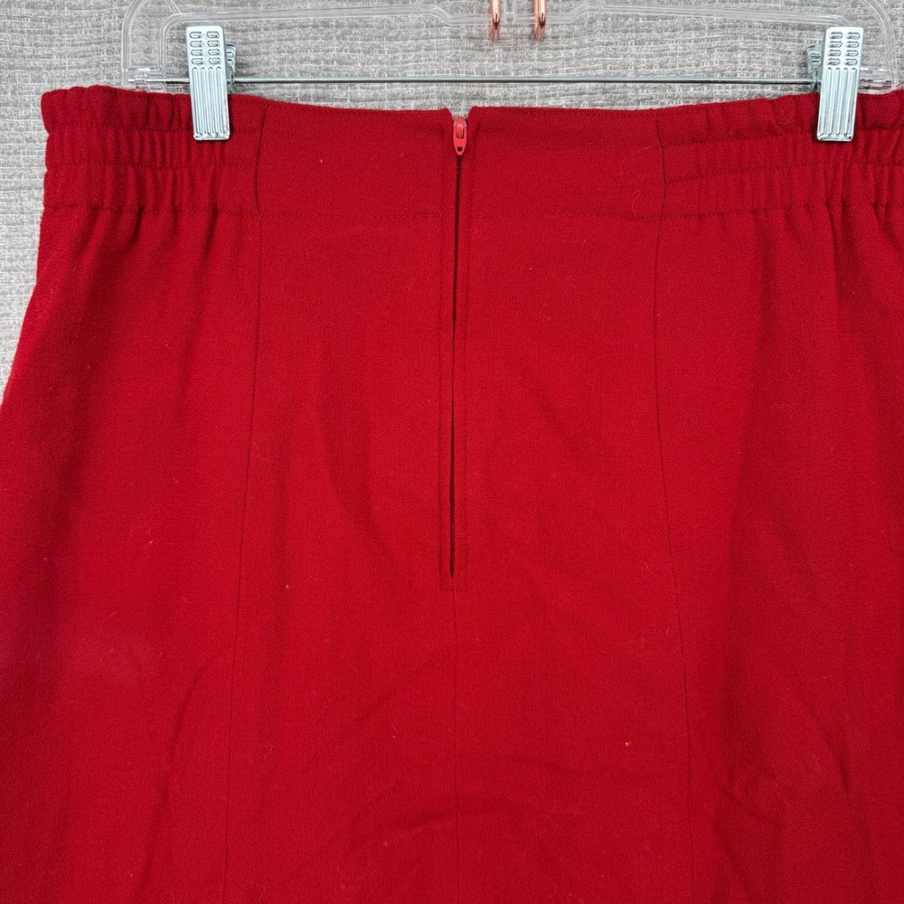 Vintage Talbots Midi Skirt Women Sz 14 XL Red Wool Pleated Minimalist Classic - Picture 6 of 8